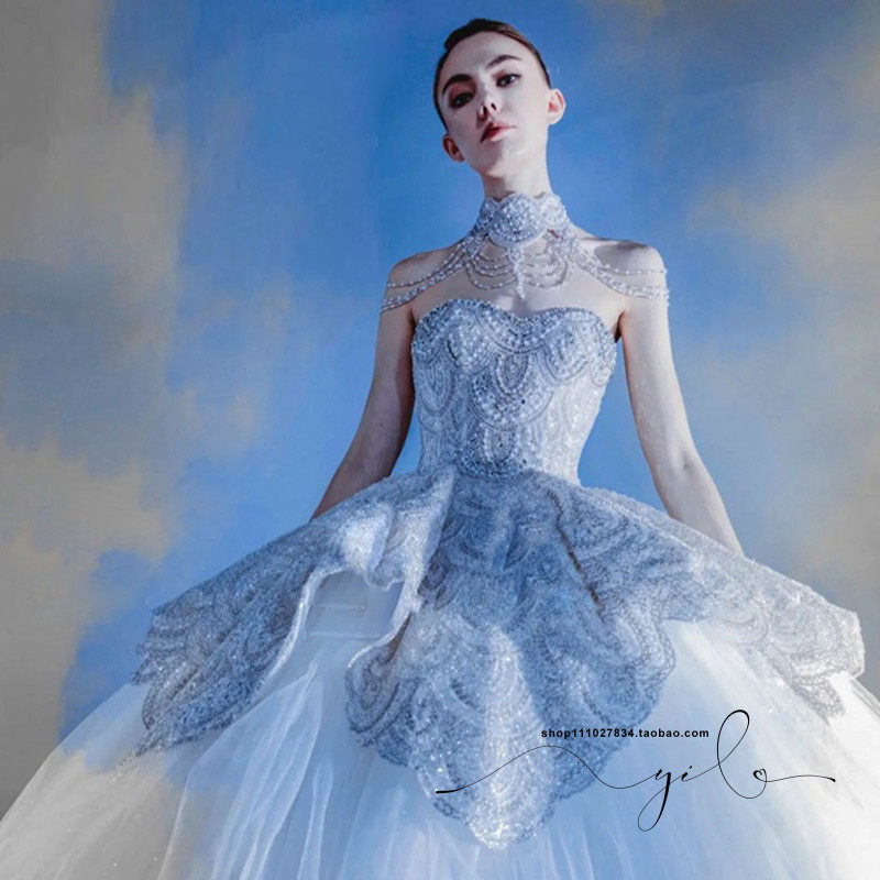 新娘结婚串珠水钻流苏项链欧式复古婚纱礼服肩链项链