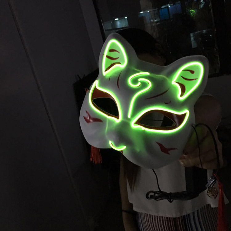 创意el发光面具半猫脸面具 抖音同款狐狸面具男女 小猫舞会街舞