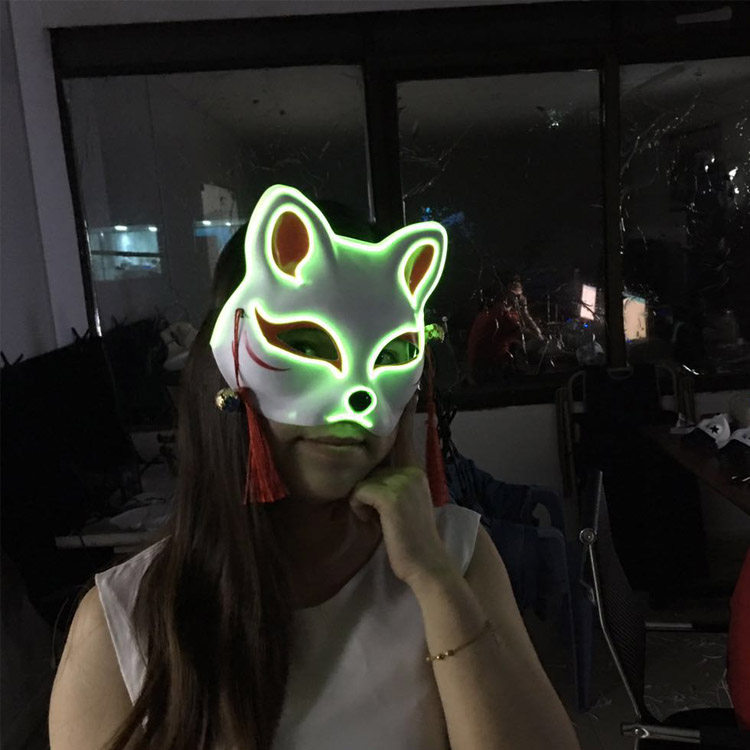 创意el发光面具半猫脸面具 抖音同款狐狸面具男女 小猫舞会街舞