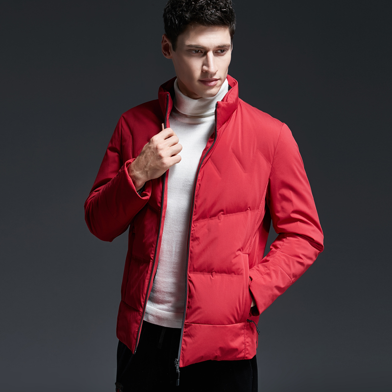 新款轻便潮流红色立领羽绒服男士加厚短款帅气羽绒服