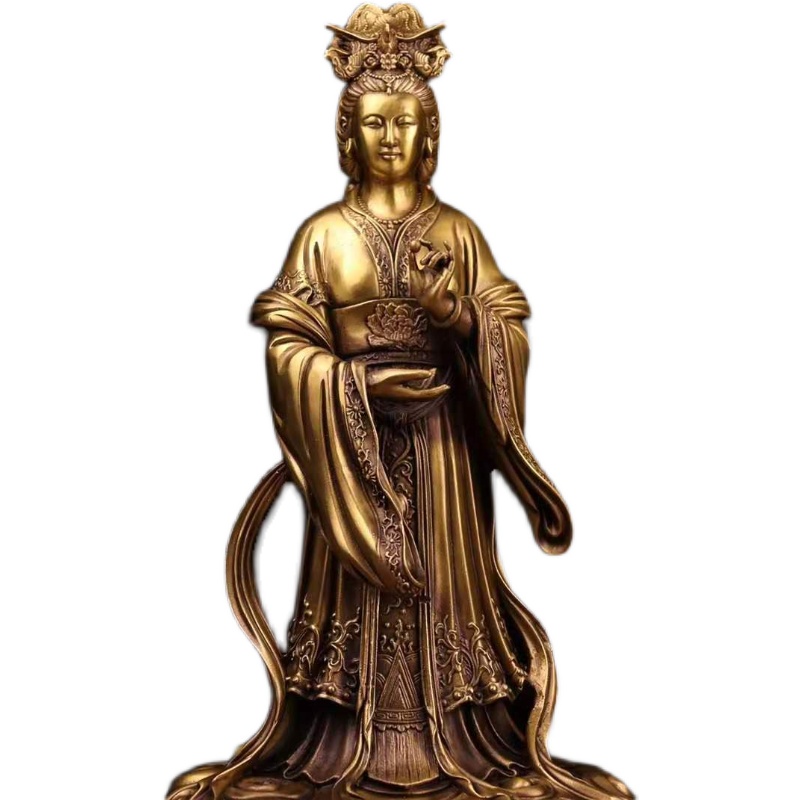 泰山纯铜碧霞元摆件家用供奉圣母娘娘平安复古摆件