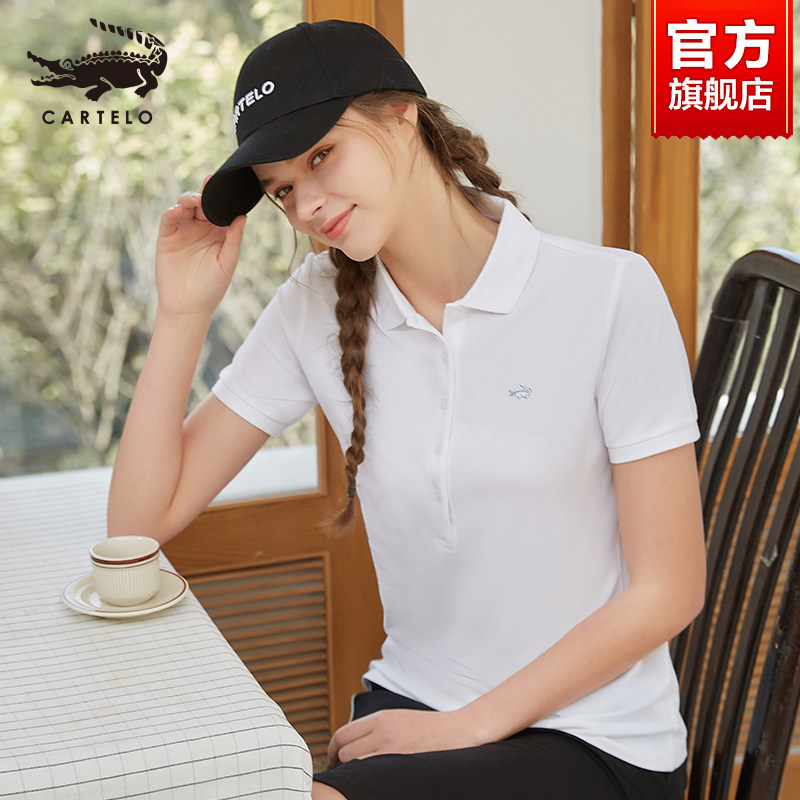 鳄鱼polo衫女2021年春夏新款女装宽松翻领短袖polo衫