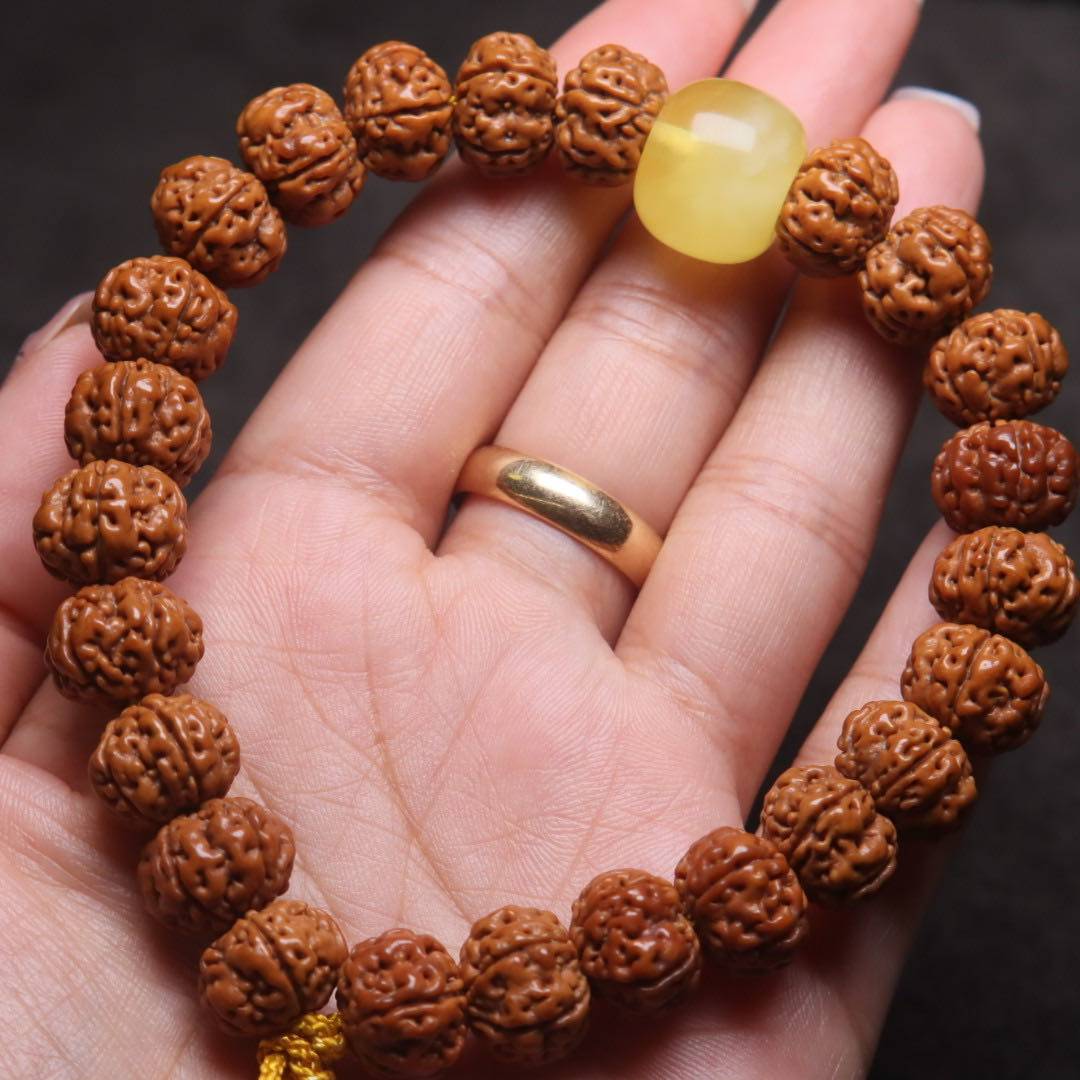 天然原矿蜜蜡精品面包墩子顶珠隔珠手串长串文玩摆件