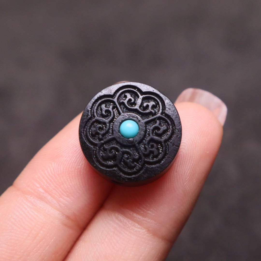 花型配饰文玩手串吊坠背云佛福祥云镶嵌紫檀佛珠