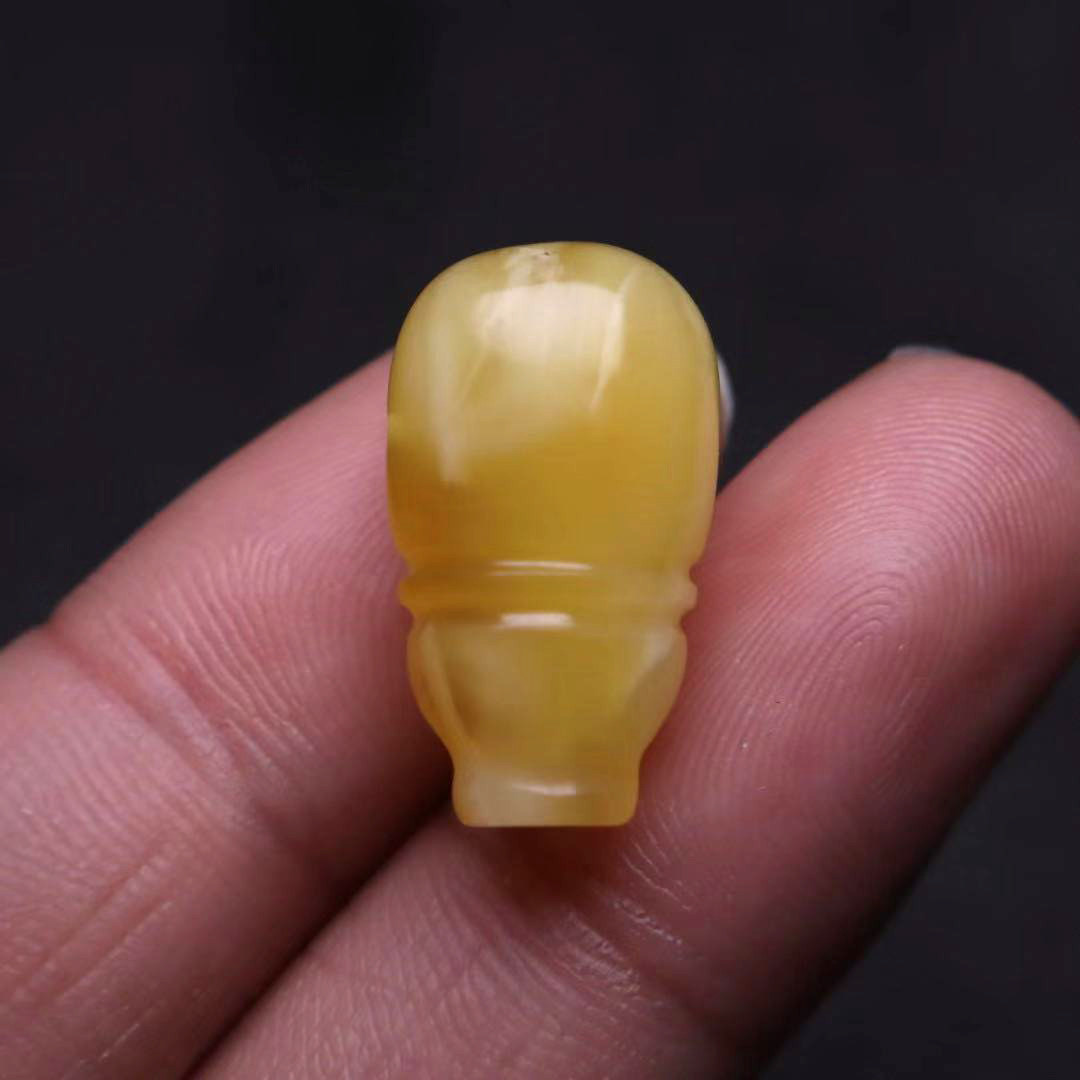 俄料原矿精工琥珀蜜蜡水滴一体三通佛头佛珠其他diy饰品配件