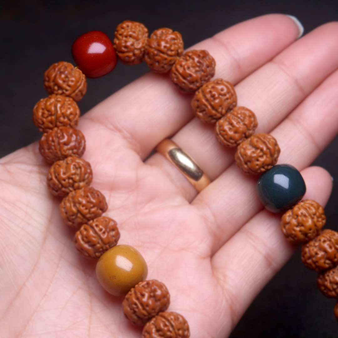 天然阿拉善玛瑙红绿灯老型珠散珠隔珠配佛珠手串其他diy饰品配件
