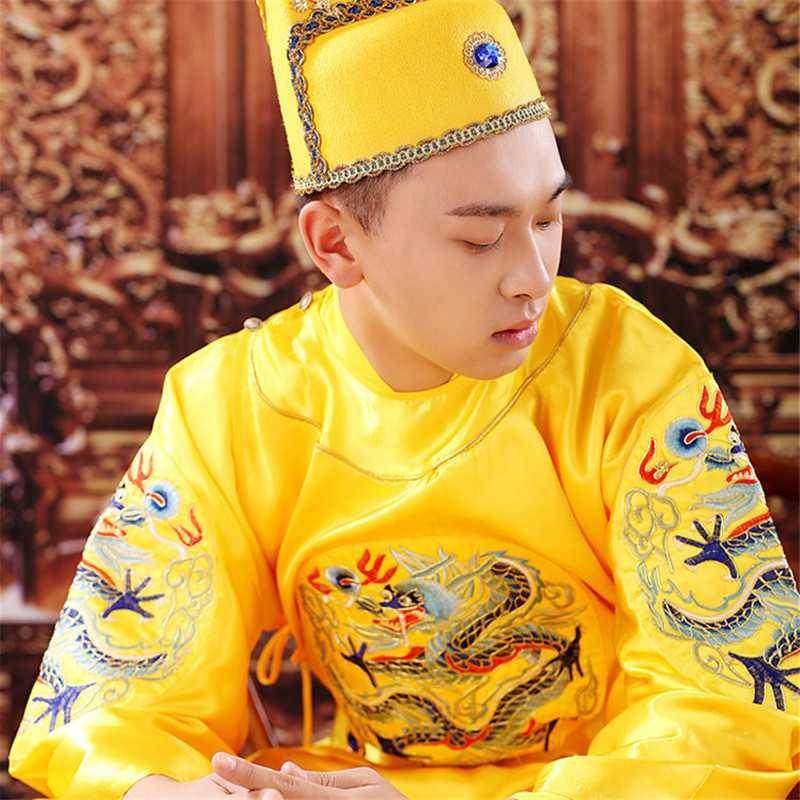 明朝皇帝龙袍套装皇上古装明制汉服刺绣黄袍cosplay男装