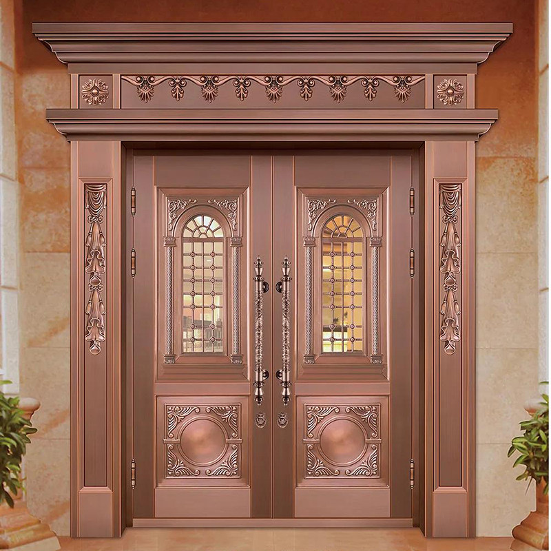 高端铜门别墅大门乡村家用进户门农村入户四开进户门