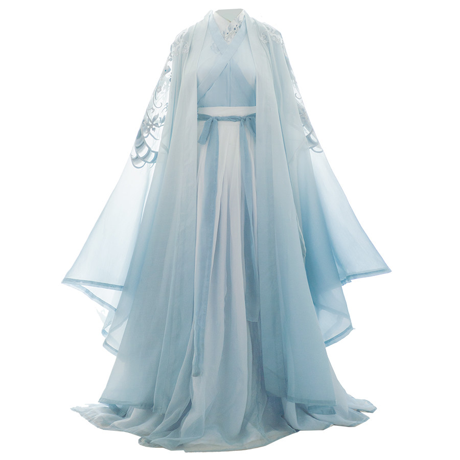 风雅司制原创北泽宋男交圆领大袖衫玉绿蓝渐变汉服