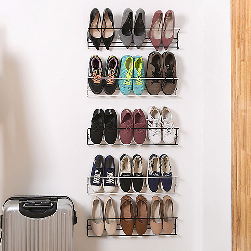 鞋架简易门后壁挂架子挂式免钉铁艺鞋子收纳整理架