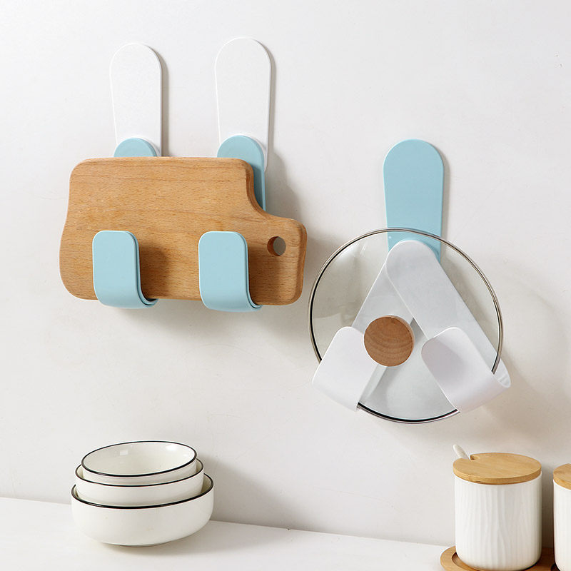 锅盖厨房壁挂收纳架免打孔可调调节旋转挂钩锅盖架