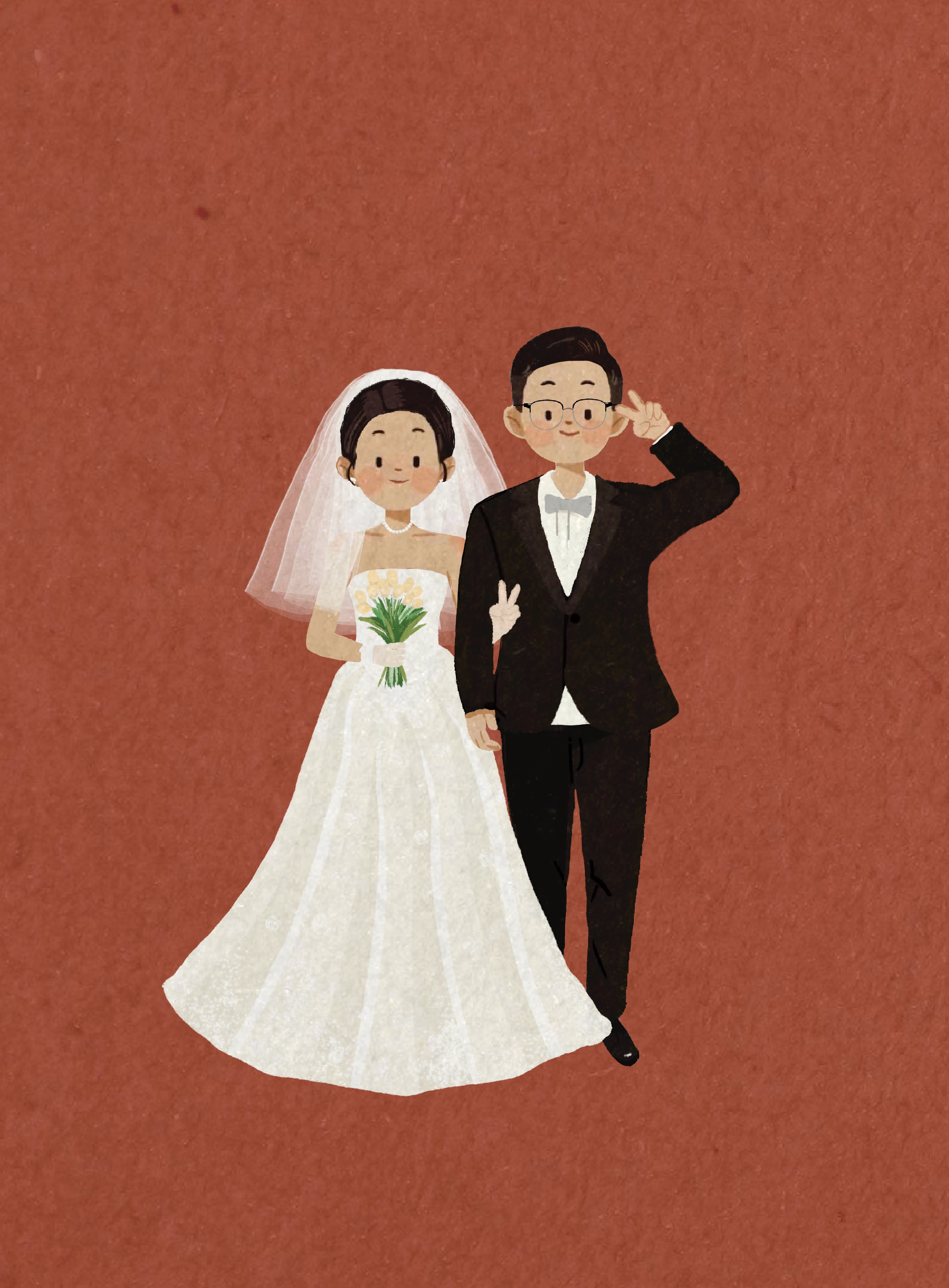 手绘头像婚纱照绘制卡通动漫画原创设计情侣笔画手绘真人漫画