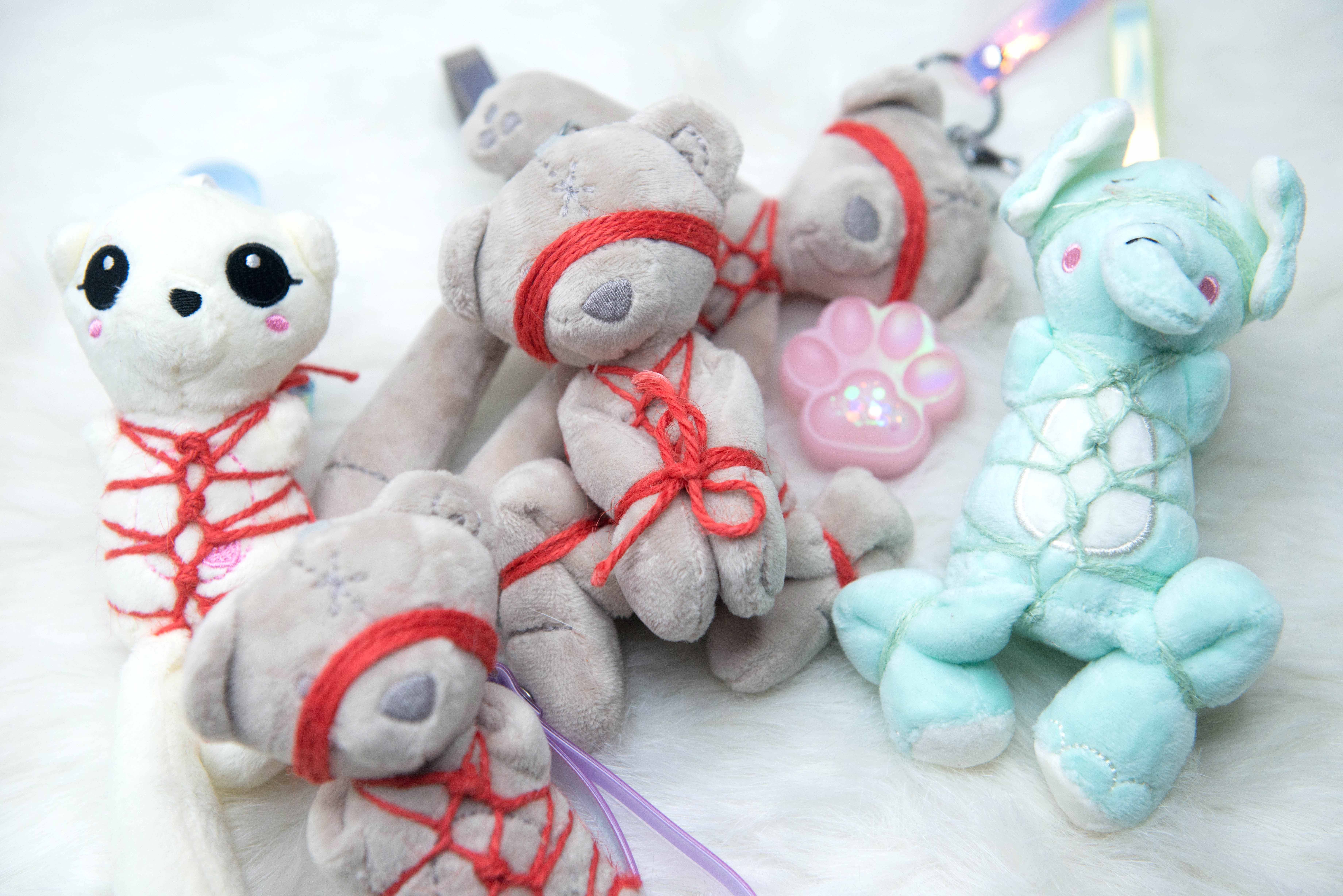 捆绑兔熊玩偶动物手工绳艺挂件可爱日系情侣毛绒布艺类玩具