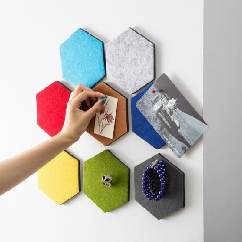 磁猫磁性创意六边形毛毡装饰墙贴多功能家居彩色墙贴