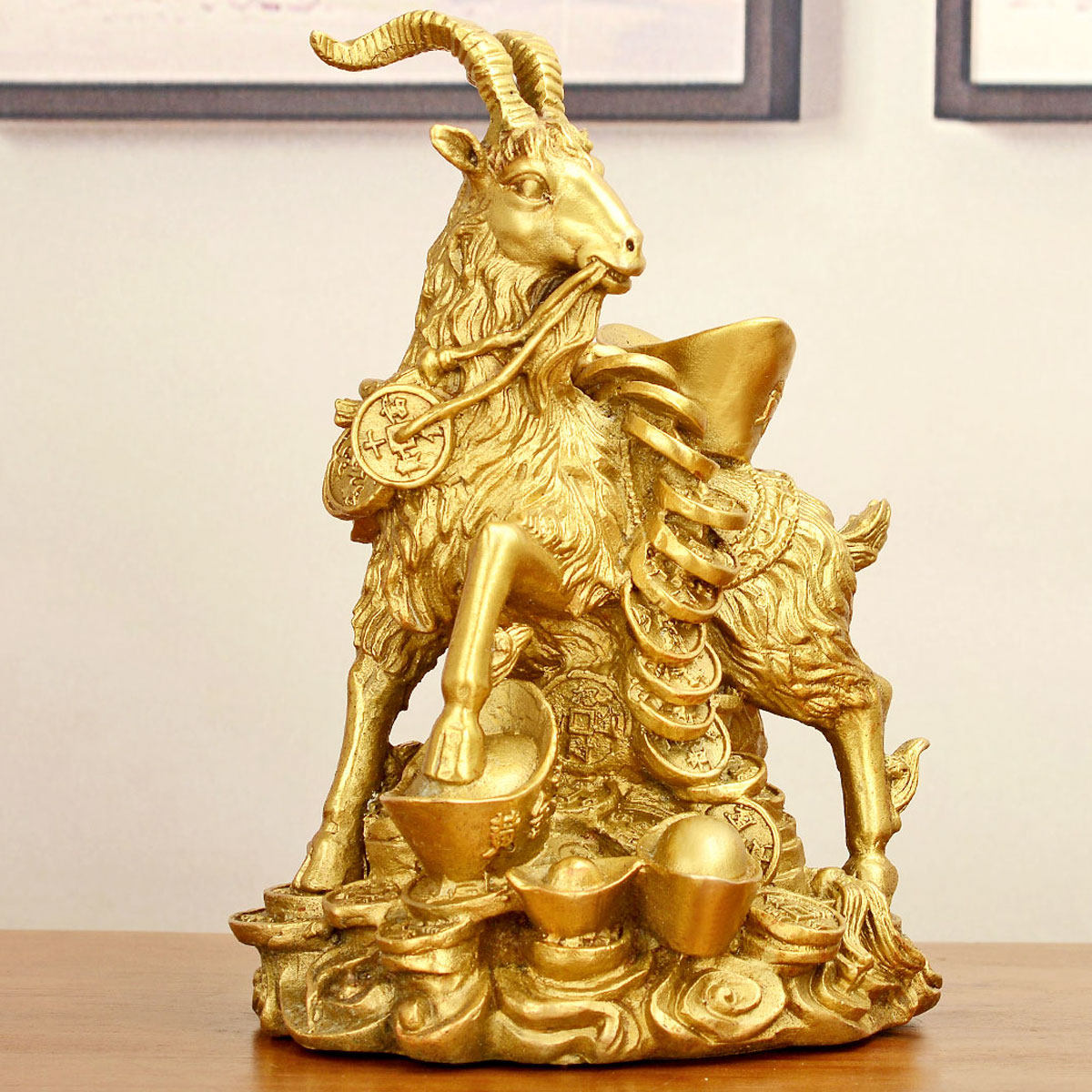 家居宏图好运铜羊摆件金钱元宝生肖羊家居装饰装饰品客厅摆件