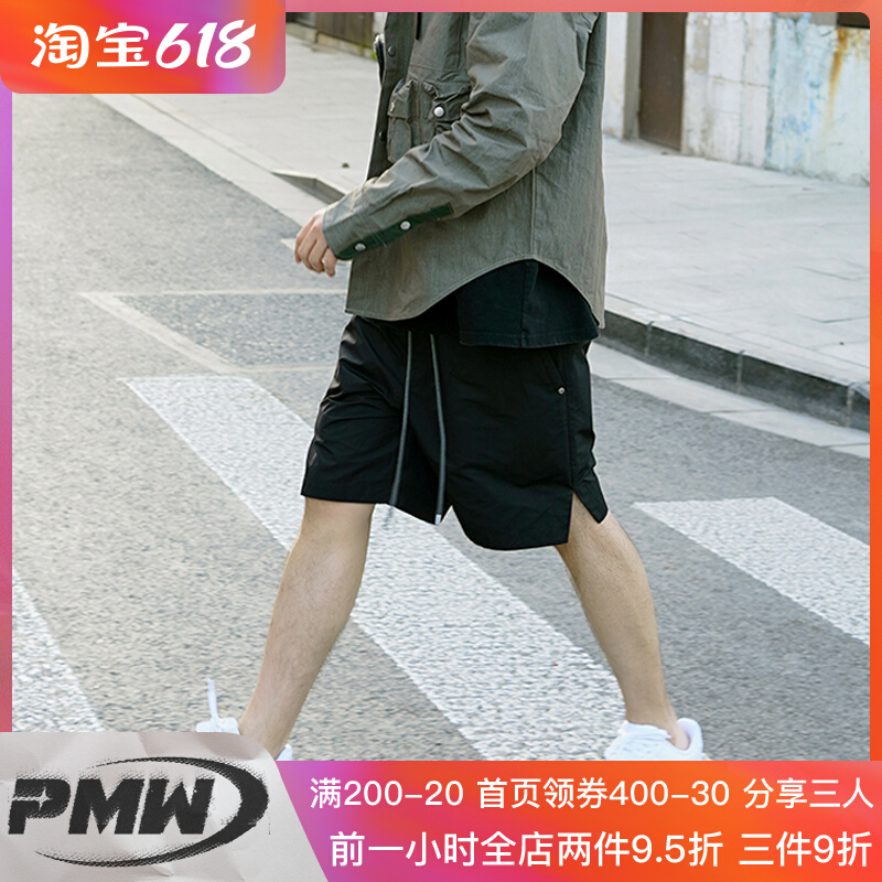 PMW运动开叉五分短裤夏季休闲美式高街抽绳外穿潮牌男士宽松裤子