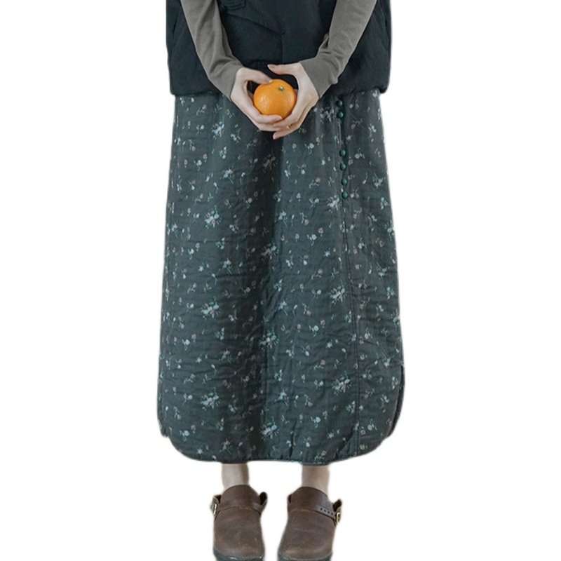 国潮夹棉半裙直筒百搭糯垂裙软半身加厚新中式半身裙