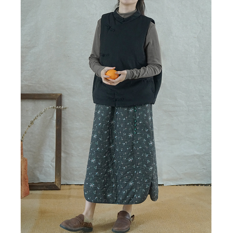 国潮夹棉半裙直筒百搭糯垂裙软半身加厚新中式半身裙