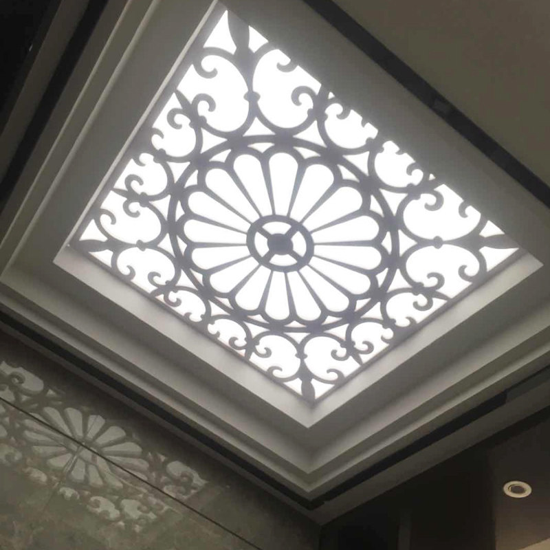 过道吊顶雕花镂空板定制pvc花格走廊造型现代欧式客厅隔断透光膜