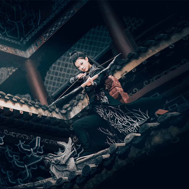 楚乔传赵丽颖楚乔星儿同款服装 黑色侠客古装将军衣服飞鱼服女装