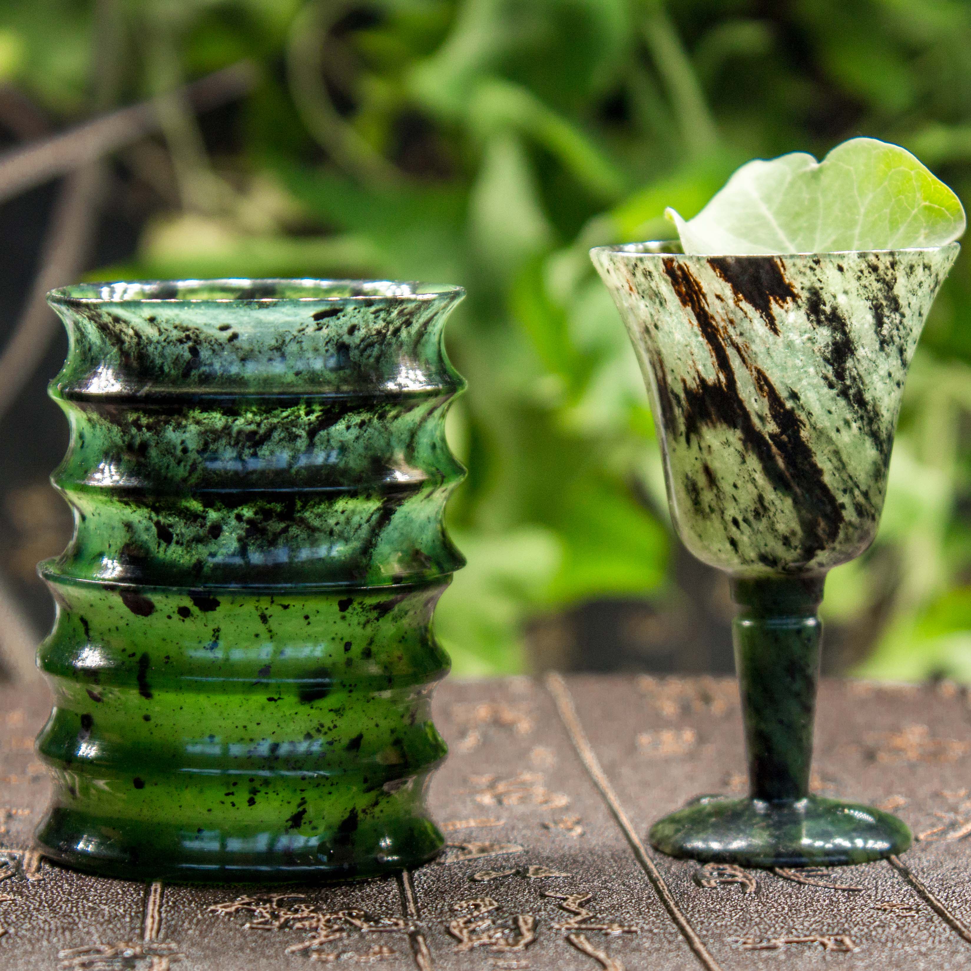 酒泉夜光杯祁连墨玉甘肃特产鸳鸯玉玉石酒泉特产收藏送礼正品包邮