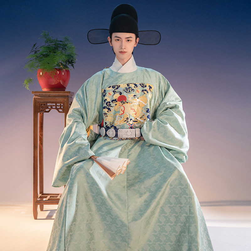 汉风灵猊明制汉服补服男原创正品全套圆领袍中汉服