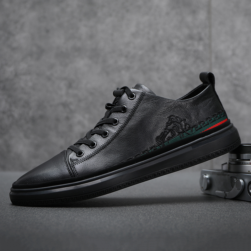 欧洲站真皮男鞋秋季头层牛皮鞋子男休闲鞋潮流棉鞋保暖皮鞋男板鞋