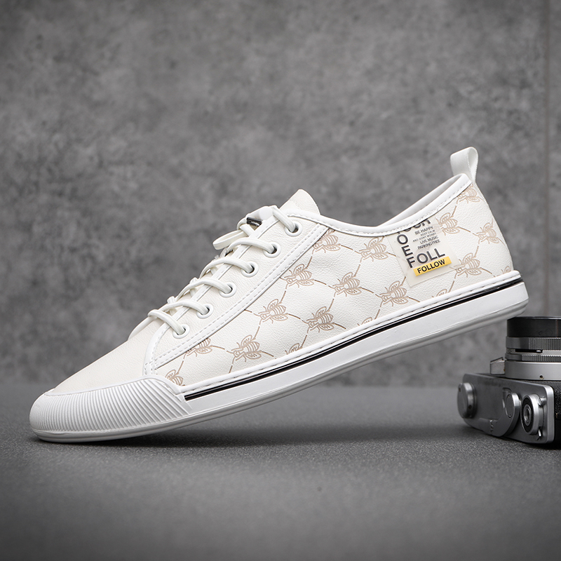 2022春季新款真皮男士休闲鞋韩版潮流百搭平底软牛皮小白鞋男板鞋