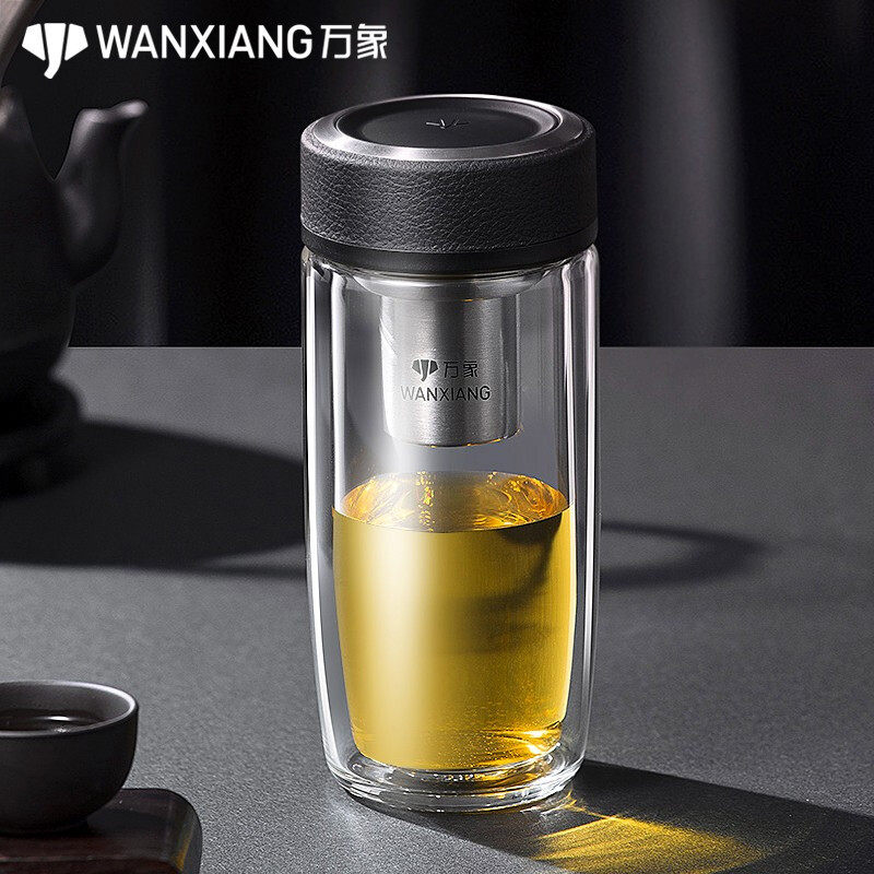 万象双层玻璃杯男女女士商务办公便携车载隔热防烫玻璃杯