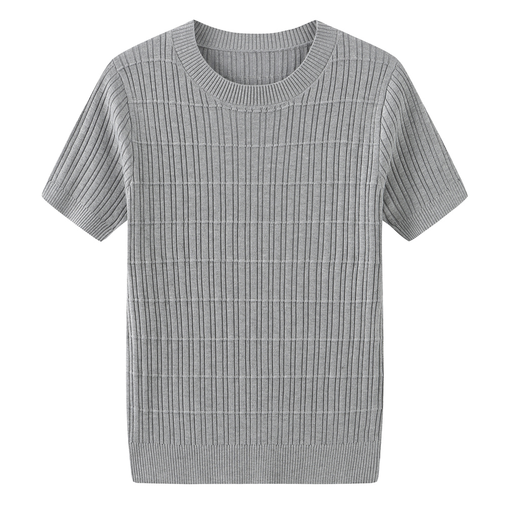 秋季圆领短袖针织t恤男潮流半袖体恤青年打底衫修身上衣毛线衣薄