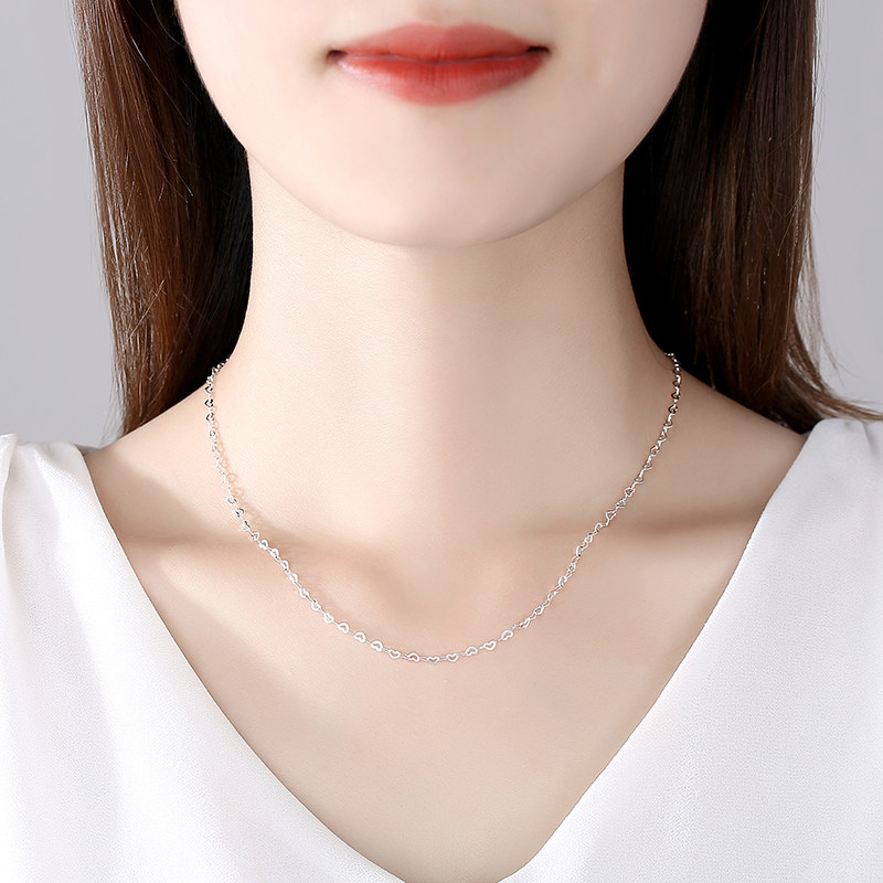 恋珍链子细银裸链元宝字元水波锁骨足银项链项链