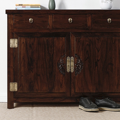 新中式中式榆木实木仿古雕花2门玄关门厅收纳明清古典家具鞋柜