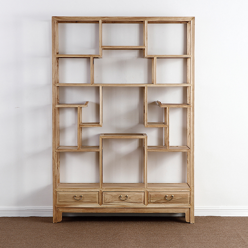 新中式实木古典家具明清木色原木家具书房仿古架免多宝格