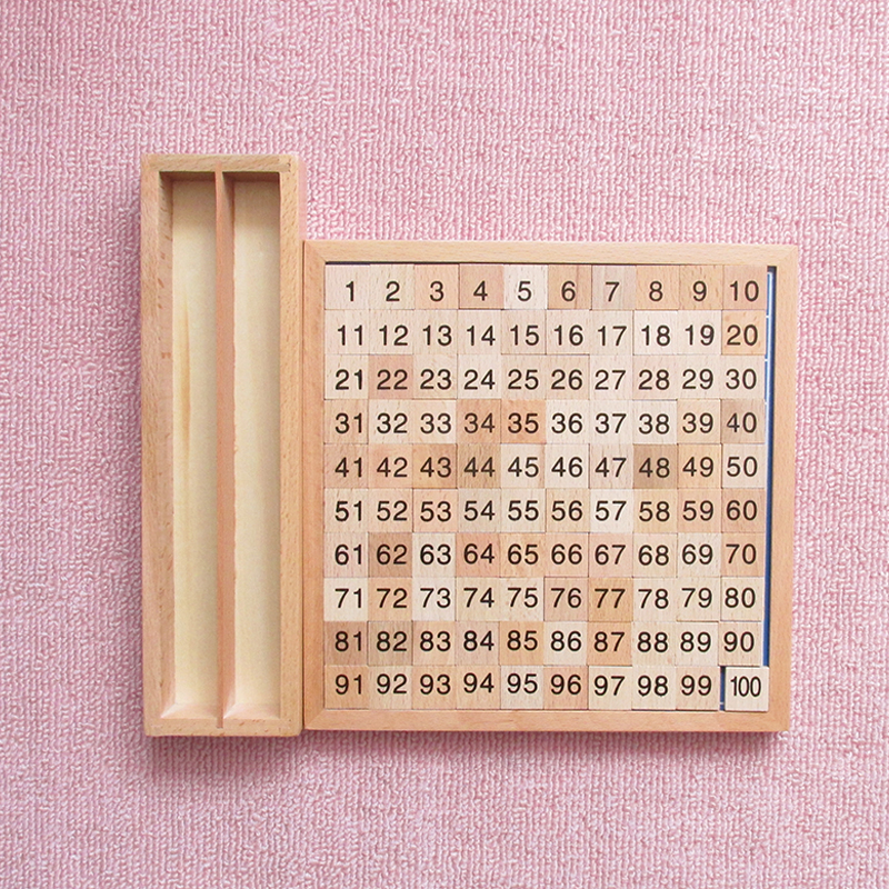 蒙氏数学教具1-100数字板连续数板专业标准百格板早教玩具一百板