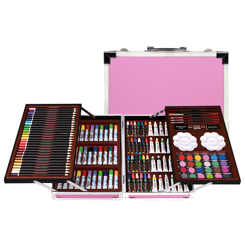 画画工具儿童绘画套装蜡笔水彩笔套装儿童画笔套装小学生文具礼盒_5折