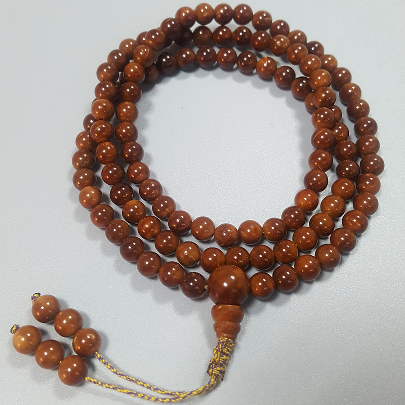 库克手串108颗圆珠珠光手链藏式菩提佛珠文玩手链