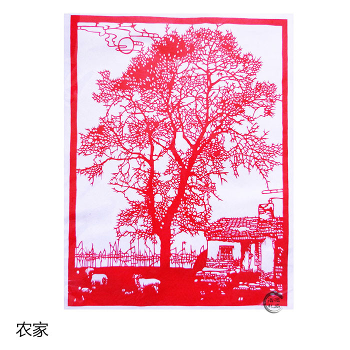 手工纸质剪纸成品风景景色色系列中国风民俗剪纸