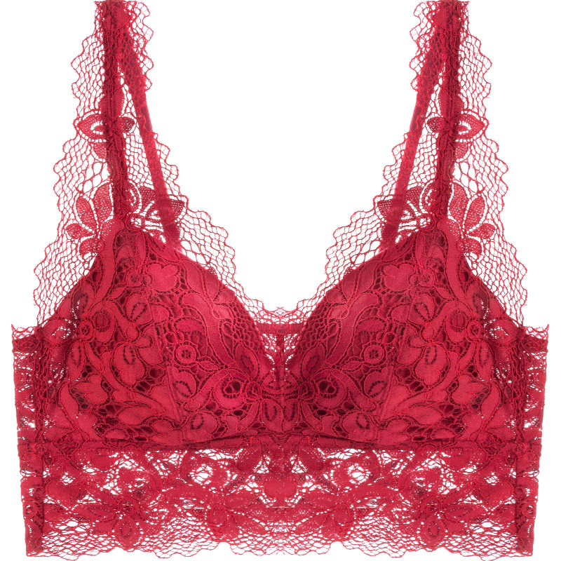 若西之恋红色内衣女薄款结婚钢圈聚拢蕾丝美背吊带文胸