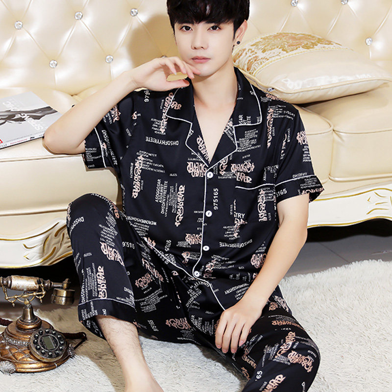 睡衣男士春秋夏季冰丝长袖加大家居服丝绸秋冬睡衣