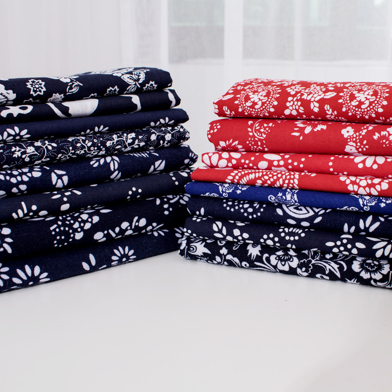 蓝印印花印花布布料蓝花服装中国民族风桌布青花海绵垫