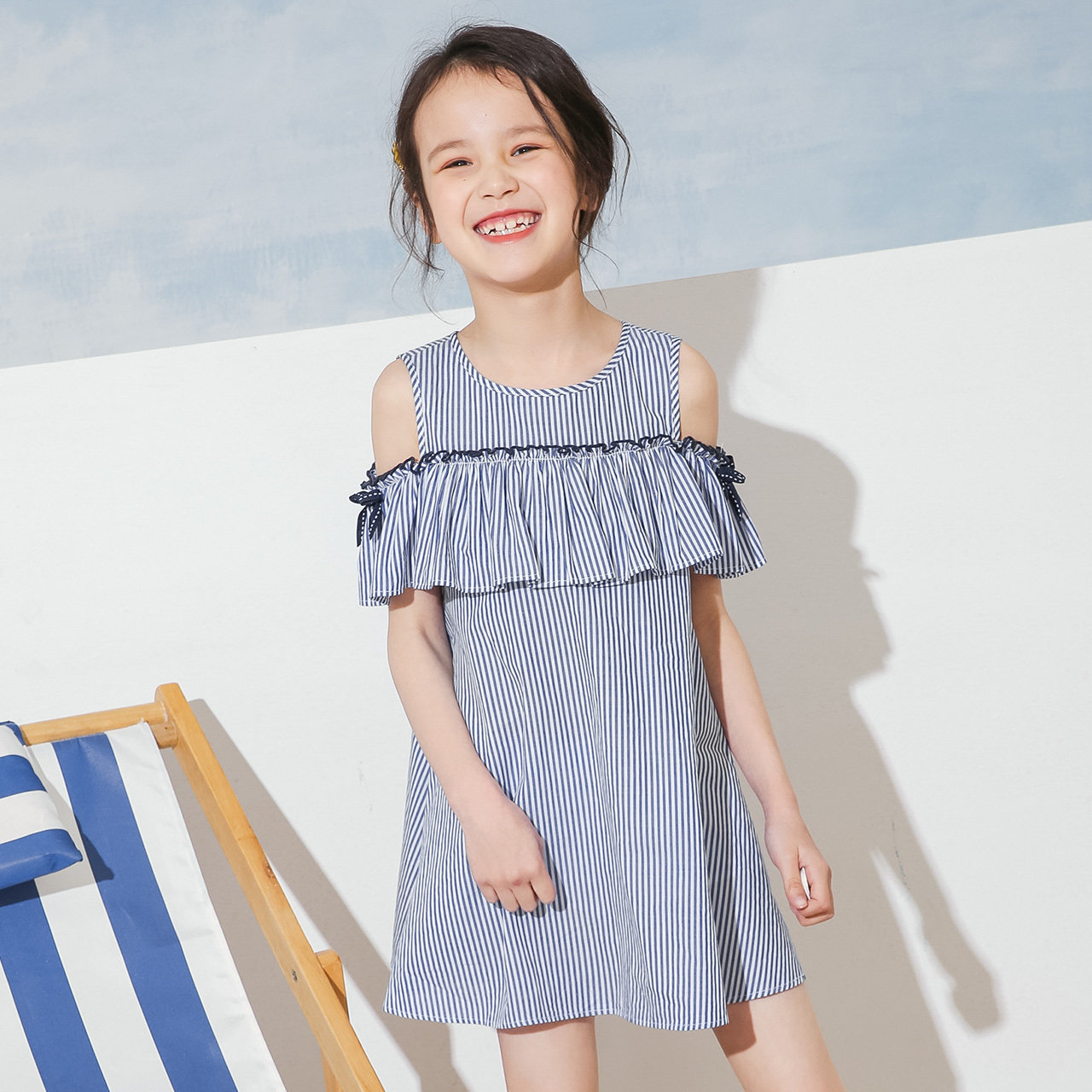 拉夏贝尔童装2019新款夏装儿童吊带裙子纯棉宝宝洋气女童连衣裙夏