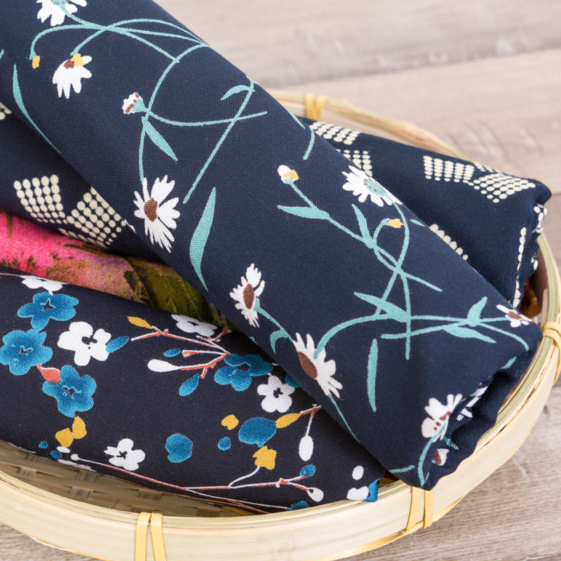 碎花棉绸人造棉面料夏季布料雕印连衣裙绵绸布头海绵垫