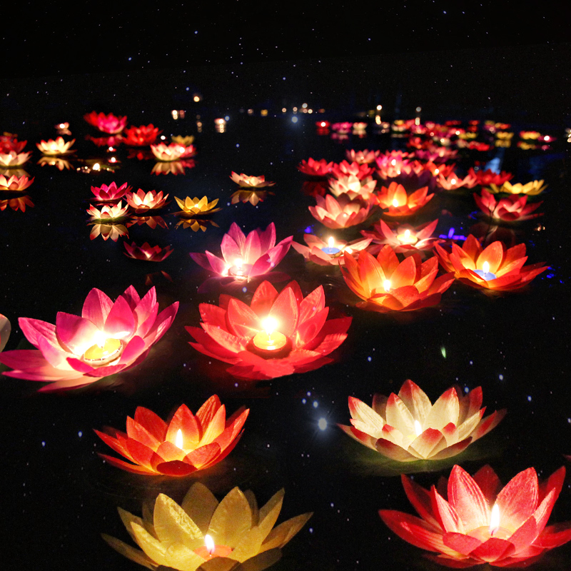 中秋节花灯荷花创意祈福50个10个许愿孔明灯加厚孔明灯