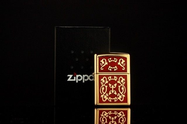 美国原装正品zippo打火机芝宝纯铜红色富贵花专柜zippo