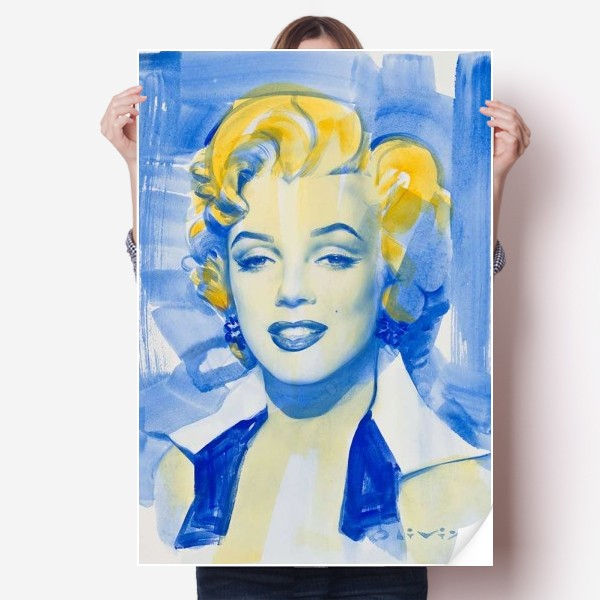贴纸水彩玛丽莲梦露性感图案海报80x55cm卧室家居装饰其他工艺饰品