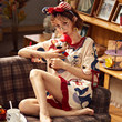 Pajamas Female Summer Short -sleeved Cotton Summer 2022 new thin large size nightdress summer women's home clothing suit Pajamas Female Summer Short -sleeved Cotton Summer 2022 new thin large size nightdress summer women's home clothing suit