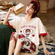 Pajamas Female Summer Short -sleeved Cotton Summer 2022 new thin large size nightdress summer women's home clothing suit Pajamas Female Summer Short -sleeved Cotton Summer 2022 new thin large size nightdress summer women's home clothing suit