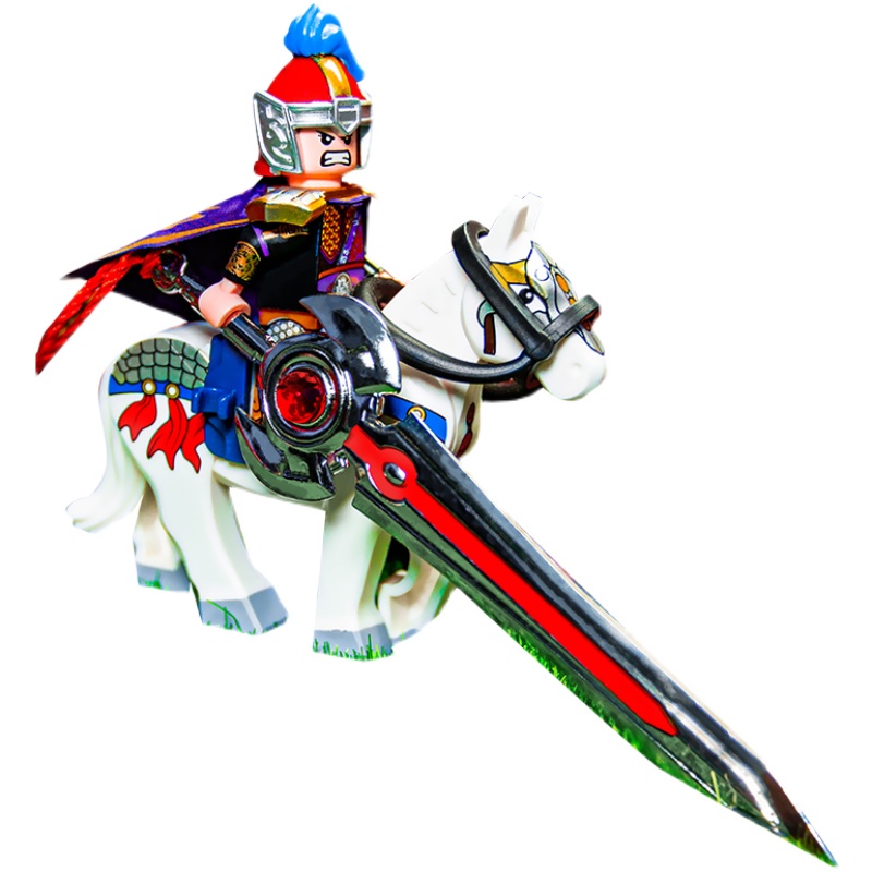 国潮玩具三国演义武将周瑜小乔第三方人仔小侠战车建构