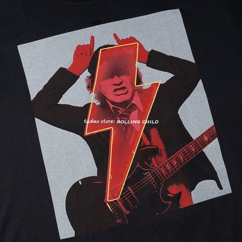 正版acdc乐队周边复古vintage印花重金属摇滚短袖t恤
