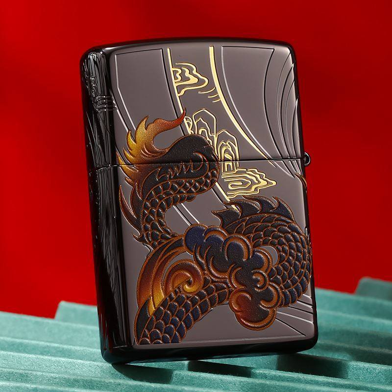 打火机zippo正版版彩印龙战于野凤九天芝宝zipoozippo